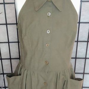 JAMIE Olive Green Button Down Dress w/Pockets Size Small